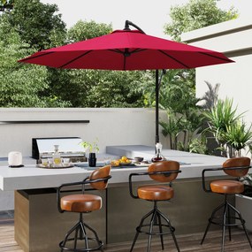 Outsunny Umbrelă Descentralizată pentru Exterior, Roșu Închis, Manivelă, Oțel și Poliester Anti-UV, Φ300x250cm | Aosom Romania