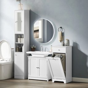 HOMCOM Mobilier de baie cu coș pentru rufe, mobilier de depozitare cu sertar - 40L x 40l x 90,5Î cm - alb | Aosom Romania