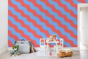 Tapet Polka Stripe, Red &amp; Blue, Rebel Walls