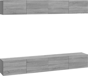 vidaXL Dulapuri TV de perete, 4 buc, gri sonoma, 100x30x30 cm