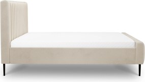 Pat tapițat Nicole 160x200 - chenille bej Perfect harmony 07 / picioare negre