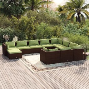 3102700 vidaXL Set mobilier de grădină cu perne, 11 piese, maro, poliratan