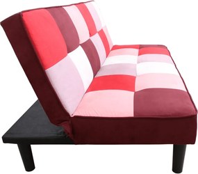 Canapea extensibilă, material textil roşu/alb, ARLEKIN