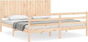 vidaXL Cadru de pat cu tăblie Super King Size, lemn masiv