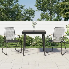 3099215 vidaXL Set cu masă pentru grădină, 3 piese, PVC negru, ratan