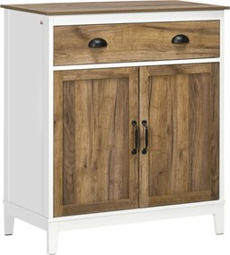 HOMCOM Dulap Multifuncțional Rustic din PAL cu Sertar și Spațiu de Depozitare, 78.5x39x89.4cm, Design Clasic, Alb | Aosom Romania