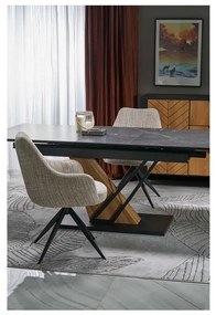 Masă de bucătărie Sterzo 160-200 x 90 cm, negru / stejar auriu