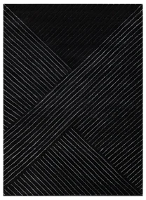 Exclusiv EMERALD covor A0084 glamour, stilat, linii, geometric negru / argint