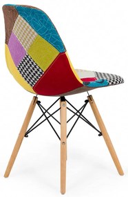 Scaun living multicolor din stofa cu design patchwork BUC 232C