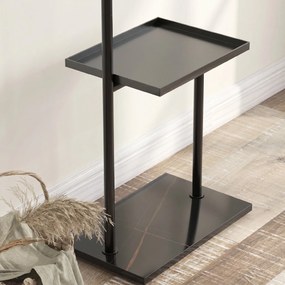 HOMCOM Cuier de Podea în Formă de C cu 3 Cârlige, Bază din piatră și Picioare Antiderapante, 45x28x148 cm, Negru | Aosom Romania