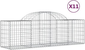 vidaXL Coșuri gabion arcuite 11 buc, 200x50x60/80 cm, fier galvanizat