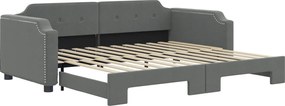 vidaXL Pat de zi cu extensie, gri închis, 90x190 cm, textil