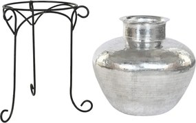 Vază decorativă, stil modern elegant, culoare argintiu, din aluminiu, „Silver”