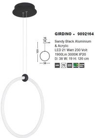 Lustra LED moderna design circular GIRDINO 38cm