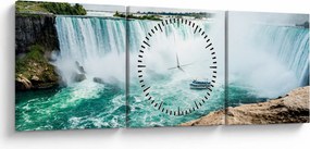 Tablou cu cascadele și corabie (cu ceas) (90x30 cm)