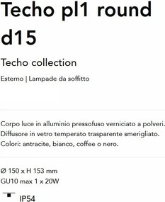 Plafoniera Exterior Techo pl1 round d15, Protectie IP54, Cafeniu