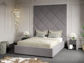 Pat Tapitat cu Panou 191x228 C1 Dubai cu somiera fixa Gri - Velluto 16 140x200