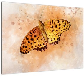 Tablou - Fluture portocaliu, aquarelă (70x50 cm)