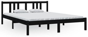 814893 vidaXL Cadru de pat King Size, negru, 150x200 cm, lemn masiv