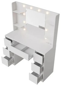 Juskys Masa de toaletă Malia cu iluminare LED - albă