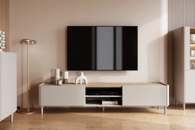 Comodă TV Elivo 220 cm pe picioare - cașmir / stejar uleiat