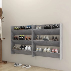 vidaXL Pantofare de perete, 2 buc., gri beton, 80x18x90 cm, PAL