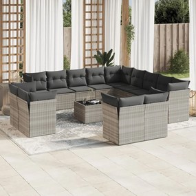 3250401 vidaXL Set mobilier de grădină cu perne,14 piesegri deschis, poliratan