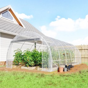 Outsunny Seră de Grădină Tip Tunel 3x6x2 m cu 2 Uși Rulabile, Cadru din Oțel și Acoperire din PE, pentru Legume, Fructe, Flori, Anti-UV, Transparentă | Aosom Romania