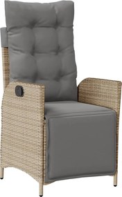 vidaXL Scaun de grădină rabatabil cu suport picioare mix bej poliratan