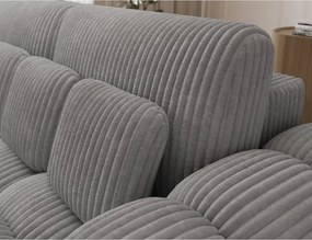 Canapea gri extensibilă cu tapițerie din catifea reiată 256 cm Cotonn – ELTAP