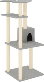 vidaXL Ansamblu pisici cu stâlpi din funie sisal, gri deschis, 123 cm