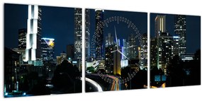 Tabloul metropolei nocturne (cu ceas) (90x30 cm)