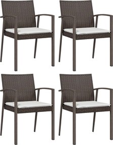vidaXL Scaune de grădină cu perne 4 buc. maro 56,5x57x83 cm poliratan