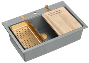 Statie de lucru incastrata Quadron Unique Marc 110 gri - cupru 1 cuva 75x49 cm