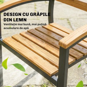 Outsunny Set de 2 Scaune Empilabile de Exterior din Lemn cu Finisaj Natural | Aosom Romania