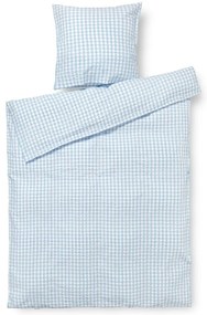 Lenjerie de pat albă/albastru-deschis din țesătură crep pentru pat de o persoană/extinsă 140x220 cm Bæk&amp;Bølge – JUNA