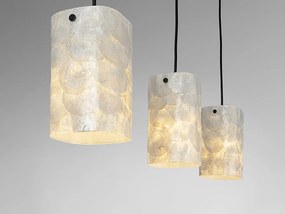 Lustra cu 3 pendule metal negru, sidef alb Nakar