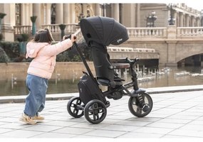 QPlay - Tricicletă COMFO MAX 7 în 1 pentru copii, neagră