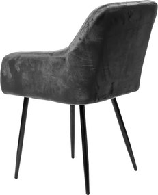 Fotoliu de sufragerie gri MARLEN VELVET cu picioare negre