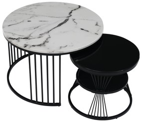 Set 2 Mese de Cafea Moderne cu Îmbinare, Negru+Alb | Aosom Romania