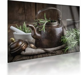 Tablou pe sticlă - Ceainic cu rozmarin (70x50 cm)