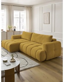 Colțar galben muștar extensibil/cu spațiu de depozitare (cu colț pe partea stângă/cu șezlong) Fuji – Bobochic Paris