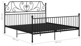 Cadru de pat, negru, 200x200 cm, metal Negru, 200 x 200 cm