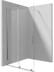Set paravan dus walk-in cu usa glisanta, 100x195 cm, crom lucios, Deante Prizma, cu para dus, bara, furtun si baterie crom