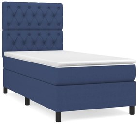 3141975 vidaXL Pat box spring cu saltea, albastru, 80x200 cm, textil