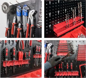 Panou metalic de perete pentru scule 120x90cm + 30 cutii