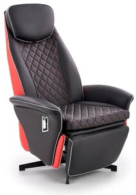 Fotoliu recliner Houston 51886x77x72cm, 30 kg, Negru, Roșu, Piele eco