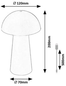 Rabalux 76036 - Lampă LED MIREO pentru exterior, dimabilă cu control tactil, 1,5W/5V, IP44, 1200 mAh, USB, negru