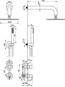 Silia Set de duș cu montare îngropată, cu pălărie de duș NQS_A9YK