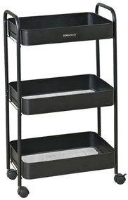 Kinghoff KH 1941 raft mobil, 3 niveluri, 4 roți pivotante 360 grade, negru